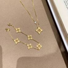 1set Stainless Steel Korean Style Simple Elegant Luxury Niche Design Ins Roman Numeral Rhinestone Inlay Necklace Set, Suitable For Daily Wear For Women