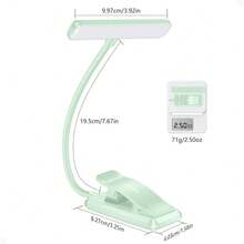 Local Delivery--19 LED Rechargeable Book Light For Reading In Bed With Memory Function- Eye Caring 3 Color Temperatures,Dimming Brightness,80 Hrs Runtime Lightweight Clip On Light For Book Lovers - Cyan - 查看 8