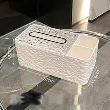 1 Pc Luxury Tissue Box With Spring Dispenser, Multifunctional Plastic Remote Control Holder, Suitable For Living Room And Dining Table, Rectangular Design Simple & Elegant, Fits Various Scenarios