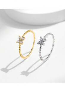 FOREVER QUEEN 1 Stück 925 Sterling Silber Vierblatt Kleeblatt Ring Stapelbar Bead Fingerring für Damen Schmuck