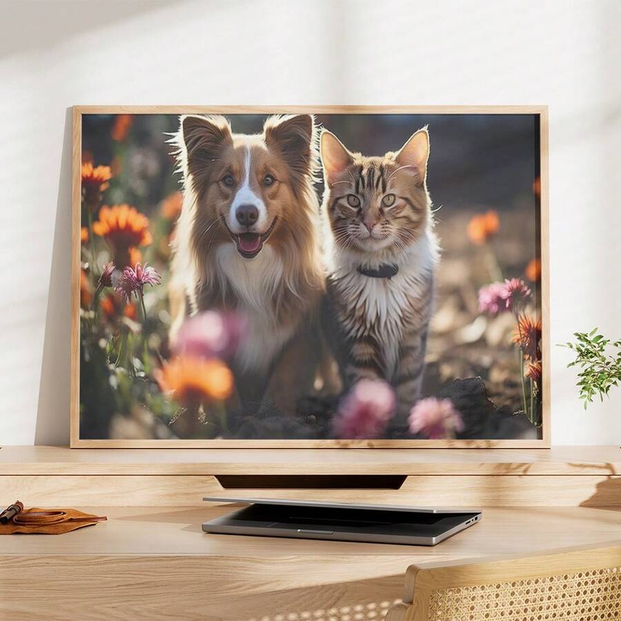 1 Pc Canvas Painting,TV, Dog, Cat, Flowers, Wooden - Table, Plant,Wood Framed Painting (1) Thickness 2.5 Cm/ 1 Inch-Home Decoration For All Occasions,Ideal New Year, Valentine's Day,Thanksgiving,Easter,Christmas Gift,Room Decoration Aesthetic,Wall Decoration Art,Perfect Gift,Autumn And Winter Wall Decoration,Living Room Decoration, Bedroom Decoration, Kitchen Decoration, Entry Decoration, Bathroom Decoration, Direct Wall Painting, High Quality Wall Painting Poster,Modern Home Decoration Stretched And Framed Ready To Hang