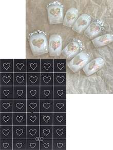 6pcs Butterfly Star Y2K Airbrush Stencils Guide Nail Stickers Heart Rose Flower Leaf 3D Nail Stencil Decals Template With Tweezers Tool Salon DIY Nail Supplies Manicure Accessories - Multicolor - View 6