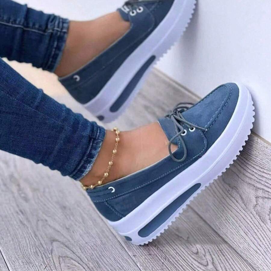 Womens Soft Suede Moccasins Stylish Versatile For Casual Wear And Work - Blue - View 1