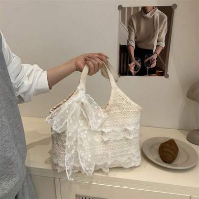 1 Stück Damen Häkel-Tasche - Ästhetische Handtasche, Einzelschuler gestrickte Tasche