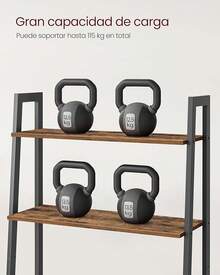 VASAGLE Estantería de Escalera de 4 Niveles, 34 x 56 x 137.5, para Saón, Dormitorio, Cocina, Oficina, Marrón Rústico y Negro MLLS44XV2 GAH7 - Marrón Rústico + Negro - Ver 5