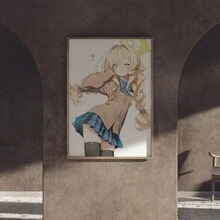 1 Pc Canvas Painting,Anime Girl, Long Blonde Hair, Pigtails, School Uniform, Blue Skirt, Wall Art, Different Sizes ,Wood Framed Painting (1) Thickness 2.5 Cm/ 1 Inch-Home Decoration For All Occasions,Ideal New Year, Valentine's Day,Thanksgiving,Easter,Christmas Gift,Room Decoration Aesthetic,Wall Decoration Art,Perfect Gift,Autumn And Winter Wall Decoration,Living Room Decoration, Bedroom Decoration, Kitchen Decoration, Entry Decoration, Bathroom Decoration, Direct Wall Painting, High Quality Wall Painting Poster,Modern Home Decoration Stretched And Framed Ready To Hang - Black - View 10