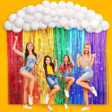64pcs Rainbow Party Balloon Wreath, Rainbow Cloud Backdrop, Birthday Photo Booth Props, Arch, Tassel Curtain, For Boys, Girls, Kids Birthday, Wedding, Baby Shower, Nursery Decoration