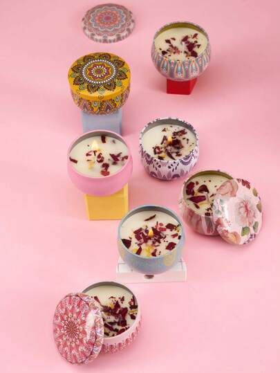 Joivida 4 件/套香薰蜡烛，适用于婚礼、生日、派对和家居/酒店装饰，复古图案设计，大豆蜡，送给朋友、家人、亲戚的创意礼物，拉玛餐桌装饰，新年、圣诞节装饰，高端酒店用品，民宿装饰，特殊礼物，清爽春夏装饰