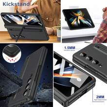 Hadaasi 1pc Multi-Color Center Axis Hinge Shell Film Integrated Built-In Stand Glass Screen Protector With Pen Holder Foldable Spring-Loaded S Pen Stylus Skin-Feel Matte Hard Full Body Flip Cover With Pen Slot Storage Front Shell Shockproof Heat Dissipation Anti-Scratch Anti-Drop Phone Case Compatible With Samsung Galaxy Z Fold 8 Ultra/Z Fold 8/Z Fold 7/Z TriFold/Z Fold6 Slim/W25/Galaxy Z Fold7/Z Fold 6/Z Fold 5/Z Fold 4/Z Fold 3 - Multicolor - View 6