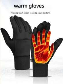 Outdoor Cycling Warm Gloves For Men, Winter Sports Windproof Fleece Thermal Ski Gloves