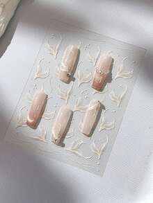 1 件浮雕鱼尾指甲贴纸卡通纯色简约装饰贴纸适合女性 DIY 艺术魅力设计