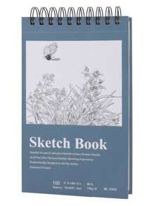 Artexus Artexus Spiral Sketch Book 5.5" * 8.5", 100 Sheets, 68 Lb, Smooth Paper For Pencil And Pen, Heavyweight Artist Pad, Kraft Black Blue Covers, Top Spiral Drawing Pad For Sketching, Journaling, Doodling,Back To School,School Supplies