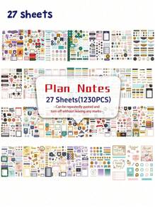 1.230 Stücke Planer Aufkleber mit Feiertagsmotiven für Tagebuch und Journal, Schulbedarf, Rückkehr zur Schule