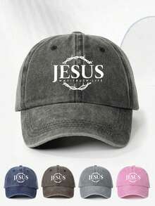 1pc Printed "JESUS" Adjustable Baseball Cap, Outdoor Sunscreen Casual Hat Suitable For Travel, Beach, Holiday, Y2K Style For Young People - Baseball Cap - View 13