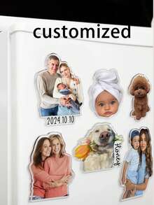 Personalized Photo Acrylic Fridge Magnet, Customized Photo Fridge Decor, Father's Day Gift, Acrylic Customized Photo Fridge Magnet, Unique Memento For Family And Loved Ones, Father's Day And Thanksgiving Gift, Suitable For Breakfast, Personal Items