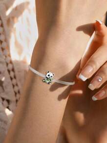 1PC 925 Sterling Silvere Cute Panda Bamboo Beads Fit For Women Bracelets Bangles DIY Jewelry Making And Daily Outfit Matching Jewelry Decoration For Girls