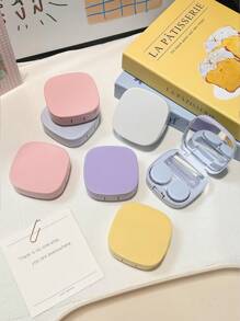 1pc Classic Retro Solid Color Portable Leakproof Contact Lens Box Kit With Mirror&Remover Tool, Contact Lens Container Soak Storage Kit For Travel&Home Eye Contacts Contact Lenses For Eyes Colored Contacts Halloween