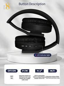 Auriculares over-ear D8, inalámbricos y con cable plegables con micrófono incorporado, ranura para tarjeta micro SD - (Stealth) Para adultos, niños, hombres y mujeres con 10 horas de autonomía. Auriculares over-ear plegables con micrófono, graves profundos y estéreo, con almohadillas de memoria suave para /Android/PC
