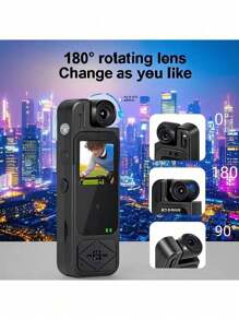 1pc Portable Video Conference Recorder, Equipped With A 180° Rotating High-Definition Night Vision Camera. It Has Functions Such As Motion Detection, Loop Recording, And Ultra-Long Standby Time, And Supports Audio And Video Synchronization. Suitable For Outdoor Video Shooting While Cycling, It Is Lightweight And Easy To Carry, Making Conference Recording Burden-Free.
