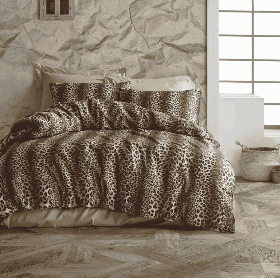 MADE IN TURKEY – 65% Cotton Bedding Set With Pillowcases – Sizes 160x220 And 200x220 – Elegant, Breathable & Long-Lasting - Brown - View 1