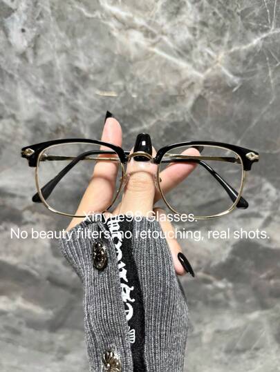 1 pièce Lunettes rétro Sven à demi-monture pour hommes - convient pour le travail sur ordinateur, protection oculaire, confortable à porter