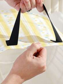 1 pieza Cesta de almacenamiento redonda plegable de gran capacidad con estampado de mariposas multicolor y rayas, de uso múltiple para baño, habitación, lavandería, organización de juguetes y artículos de bebé