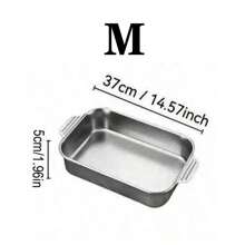 MiLaiWP Extra Large Plaque de Cuisson en Acier Inoxydable Robuste - Plat de Cuisson Rectangulaire Épais et Anti-Adhésif pour Desserts, Pains et Fruits de Mer - Idéal pour le Grill, les Buffets et les Repas de Fête, Compatible avec Four Portable avec ou sans Couvercle, Convient pour Rôtir, Cuire du Poisson et des Légumes, Lavable au Lave-Vaisselle (Poignées, 41 x 8 x 24 cm)