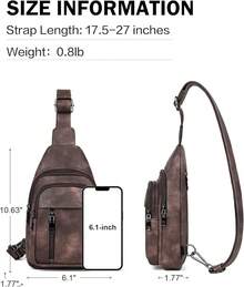 MASINTOR Sling Bag Women - Crossbody Bags Fanny Pack With Vegan Leather - Adjustable Sling Backack Travel Mocha Brown - Mocha Coffee - View 4