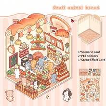 2 Sheets Cartoon Animal Landscape 3D Sticker + 1 Sheet Scenery Backdrop Card Paper, DIY Scrapbook Stickers, School Supplies,Back To School - Multicolor - View 7