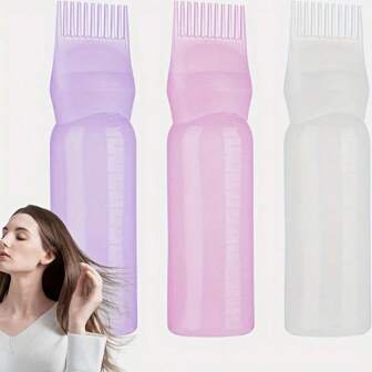 1/5pcs Salon Hair Oil Applicator Bottle,Root Comb Applicator Bottle Oil Applicator For Hair Dye Hair Oiling Bottle With Graduated Scale,Hair Oil Applicator Bottle For Hair, Salon, Travel, Camping, Christmas, Halloween