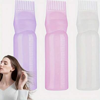 1/5pcs Set Salon Hair Oil Applicator Bottle With Comb, Dye Bottle With Measurement Scale, Suitable For Hairdressing, Salon, Travel, Camping, Christmas, Halloween And Other Occasions