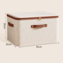 1pc Fabric Storage Box, Linen Clothes Storage Bin With Lid, Foldable Bedroom Toy Organizer