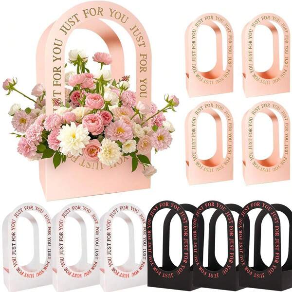 2/6/8 Pack Foldable Paper Box Flower Baskets, Handheld Wedding Bouquet Gift Bags, Flower Packaging,Florist Supply Baskets, Wedding Decoration Gifts, Birthday Party Essentials