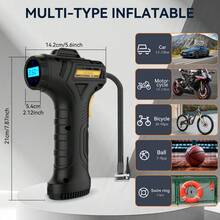 leowin Cordless Digital Tire Inflator, Portable Air Compressor With Auto-Shutoff, Accurate Pressure LCD Display, For Car, Motorcycle, Bike, Ball - Compact, Rechargeable, Compact And Lightweight Design - 无线 - 查看 2