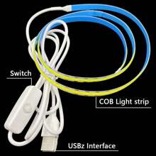 1/2/3/4/5Meters 5V 3mm PCB Width 400LEDs/M LED COB Strip With Switch USB High Brightness LED Light Bedroom Flexible Self-Adhesive Strip Light Warm White 3000k, Cold White 6000k For Indoor