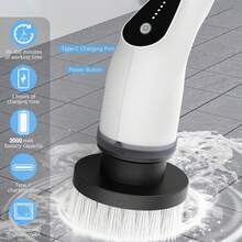 GENAI 电动旋转洗涤器，家用无绳清洁刷洗涤器，9 个可更换刷头，3 个可调节尺寸，适用于浴室淋浴浴缸玻璃车 - 彩色 - 查看 4