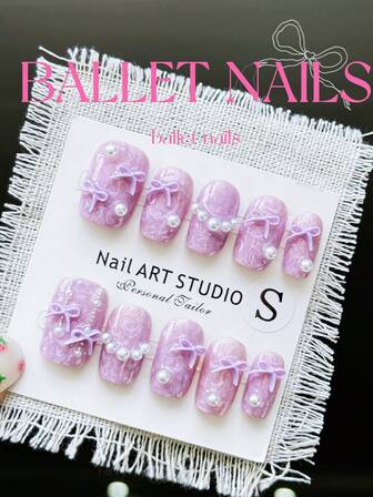 Handmade, Press On Nails Short, Purple Square Nails, 10PCS Pure Hand Drawn Nail Art Aurora Threaded Color And Ballet Style Nail Set, Summer Fake Nails Suitable For Daily And Date Wear, Includes Jelly Adhesive & Nail File. Transform Your Look With Art Nails. Suitable For Putting In Small Makeup Travel Bag. Add A Touch Of Sweet & Romance Match With Short Nails