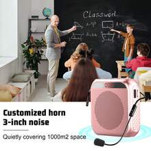 Rechargeable Voice Amplifier - 2200mAh Portable PA System With Headset Mic For Teachers & Presenters Christmas Gifts - Pink - View 2