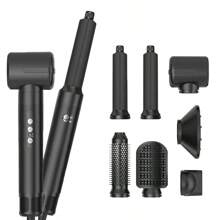 UKLISS Secador de Cabelo 7 em 1 | Escova de Ar Quente, Auto Encaracolamento e Alisamento | Motor Profissional de 110 mil RPM | Estilo Rápido em 30s | 7 Cabeças Intercambiáveis | Conjunto de Presentes do Dia dos Pais + Prime Day | Pronto para Viagem no Verão (Preto)