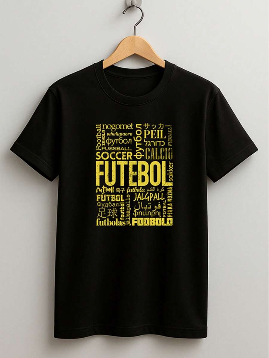 Printed Front And Back Children's And Youth Football Shirt Various Languages - Black - View 1