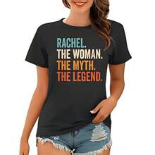 Rachel The Woman The Myth The  First Name Rachel Wo T-Shirt 220G Cotton T-Shirt – Durable Yet Soft Blending Street, Retro, And Minimalist Vibes – Perfect For Daily Wear, Work, Weekend Outings, Or Lounging – I Gift For Him Or Her, Birthday, Annrsary, Or Just Because  Tops For Wo Vintage Clothes Wo Clothes Wo Vintage Wo Tops Mujer Cute Tops Wo Cotton Wo Clog Halloween Camisas Summer Clothes Wo Casual Punk Western Tops Wo Fourth Of July Outfit Kpop Cowboy Outfits For Wo Ry Ropa 100% Cotton Y2k Ing Cute Gothic Wo Clothes Black And White Top Vintage Tops Cloth For Wo White Goth Inawly Retro Clothes For Wo Korean Fashion Wo Camisas Para Mujer - Black - View 1