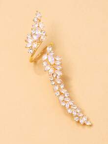 1 chiếc nhẫn thiết kế hình lá Cubic Zirconia có thể điều chỉnh, trang sức dự tiệc đa năng dành cho nữ - Vàng - Xem 2