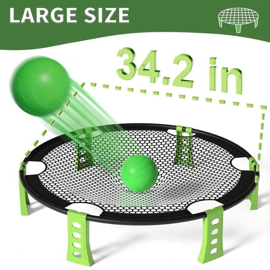 1 套手球弹射器大圆盘 - 投掷球弹跳圆盘 - 多人对战草坪、后院、沙滩排球网运动队比赛球类游戏，适合室内和室外