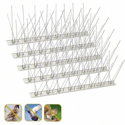 10 Packs Bird Spikes Stainless Steel Anti Pigeons Deterrent Total 3.3M / 10.83ft Birds Repellent Anti Climb Security Wall Fence Away From Roof Windowsill Scarer Repeller For Crows Porch