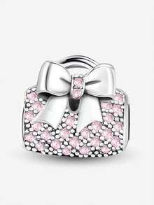 1 Stück modischer glänzender Schleifen-Taschenanhänger mit Perlenanhänger, geeignet als Schmuckzubehör für Frauen-Armbänder zum Selbermachen - Tasche mit Perlenverzierung und Schleife - Übersicht 2