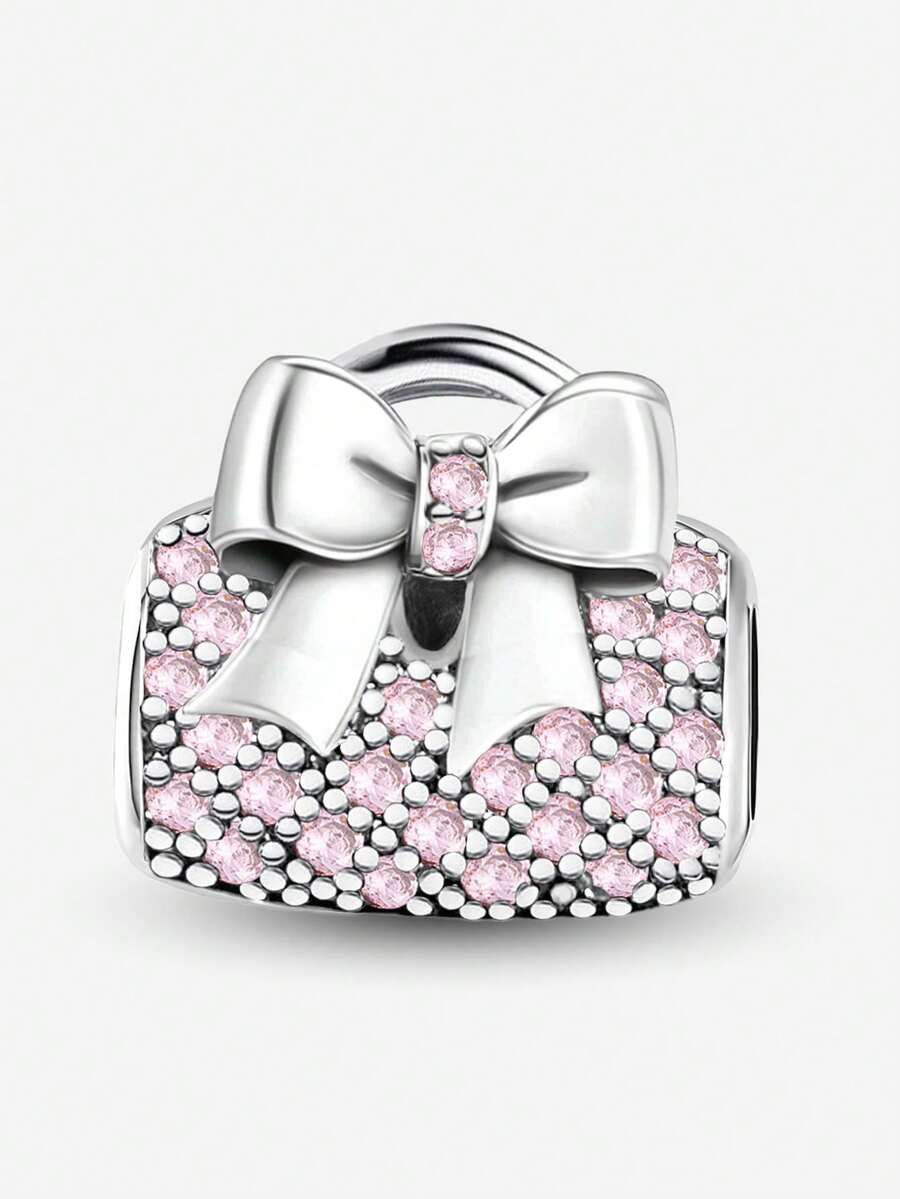 1 Stück modischer glänzender Schleifen-Taschenanhänger mit Perlenanhänger, geeignet als Schmuckzubehör für Frauen-Armbänder zum Selbermachen