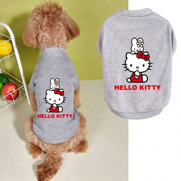 Sanrio 1pc Crew Neck Sweatshirt Suitable For Puppy/Cat Clothes Coat Clothes Cartoon Sanrio Printed Sweatshirt