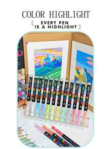 Set Of 60 Acrylic Paint Pens - Vibrant, Stackable Colors For Rock, Wood, Plastic And Fabric Art - Ideal For DIY Crafts, Office And School Supplies - Easy To Use School Supplies,Back To School