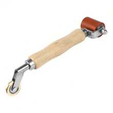 专业压力滚轮、双头接缝滚轮、二合一压力滚轮、40 毫米硅胶压力滚轮、6 毫米黄铜地板角缝滚轮，适用于 PVC/TPO/EPDM 屋顶乙烯基地板膜和防水布横幅焊接、DIY 项目、横幅和壁纸 - 耐高温硅胶，配有符合人体工程学的木质手柄，带来极致舒适感。