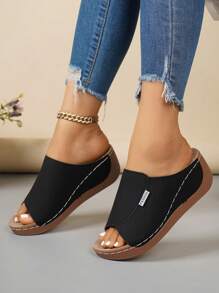 Damen Lässig Mode Zehentrenner Keilsandalen, bequeme Plateausohle